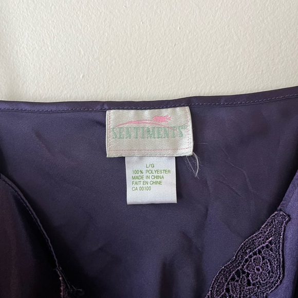 Vintage Sentiments Purple Satin Slip Dress women’s size large Lace Trim Y2K - Picture 5 of 10